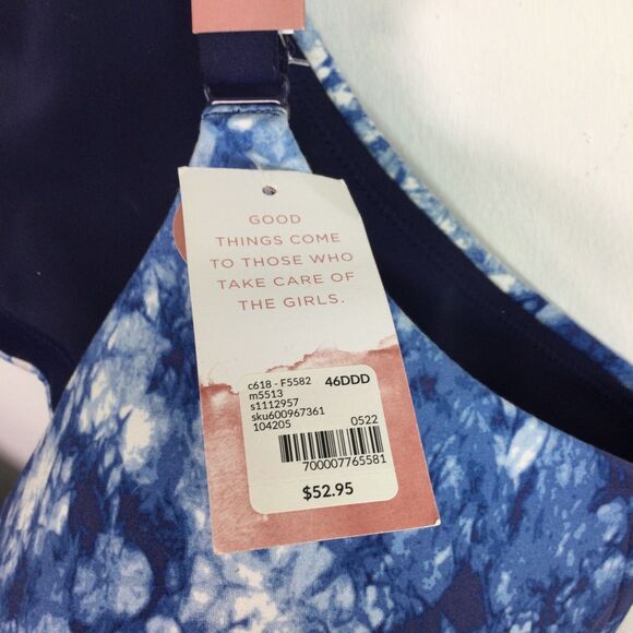 Cacique Lightly Lined No Wire Tye Dye Molded Adjustable Bra Blue Size 46DDD - Picture 5 of 12